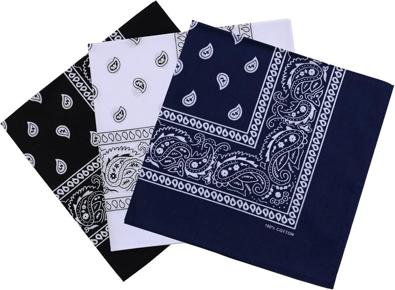 la ceida Store ربطات رأس قطنية للرجال والنساء، منديل بايسلي رعاة البقر 22x22 - Image 1